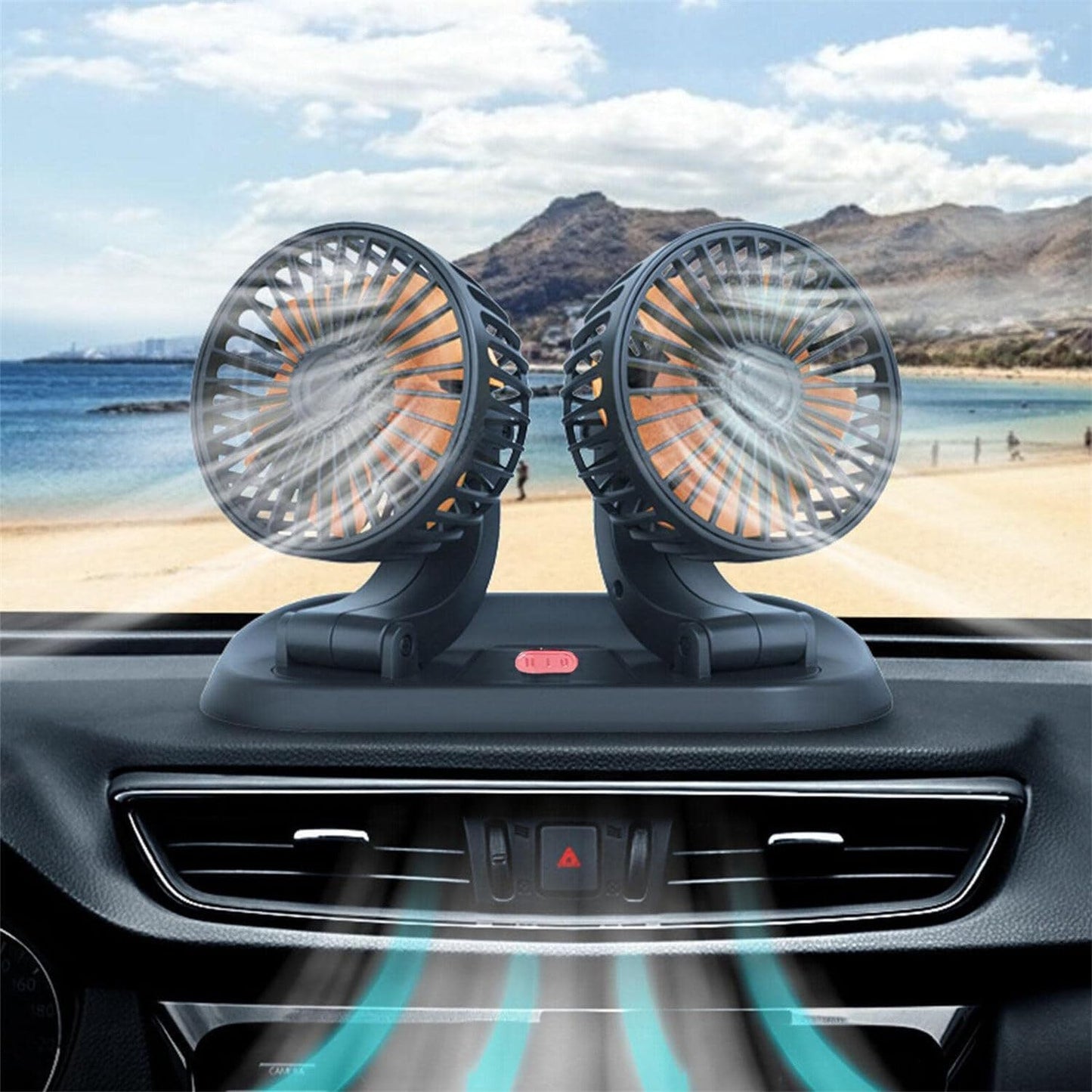 Clim Mobile™ – 360° Rotatable Dual Car Fan