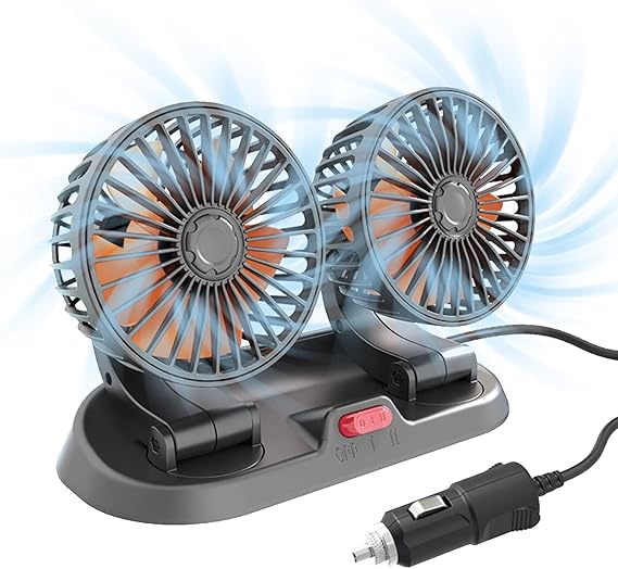 Clim Mobile™ – 360° Rotatable Dual Car Fan