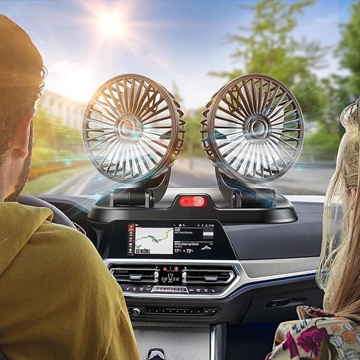Clim Mobile™ – 360° Rotatable Dual Car Fan