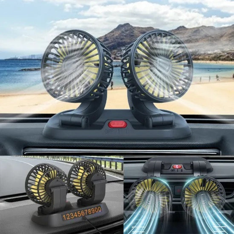 Clim Mobile™ – 360° Rotatable Dual Car Fan