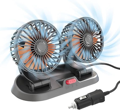 Clim Mobile™ – 360° Rotatable Dual Car Fan