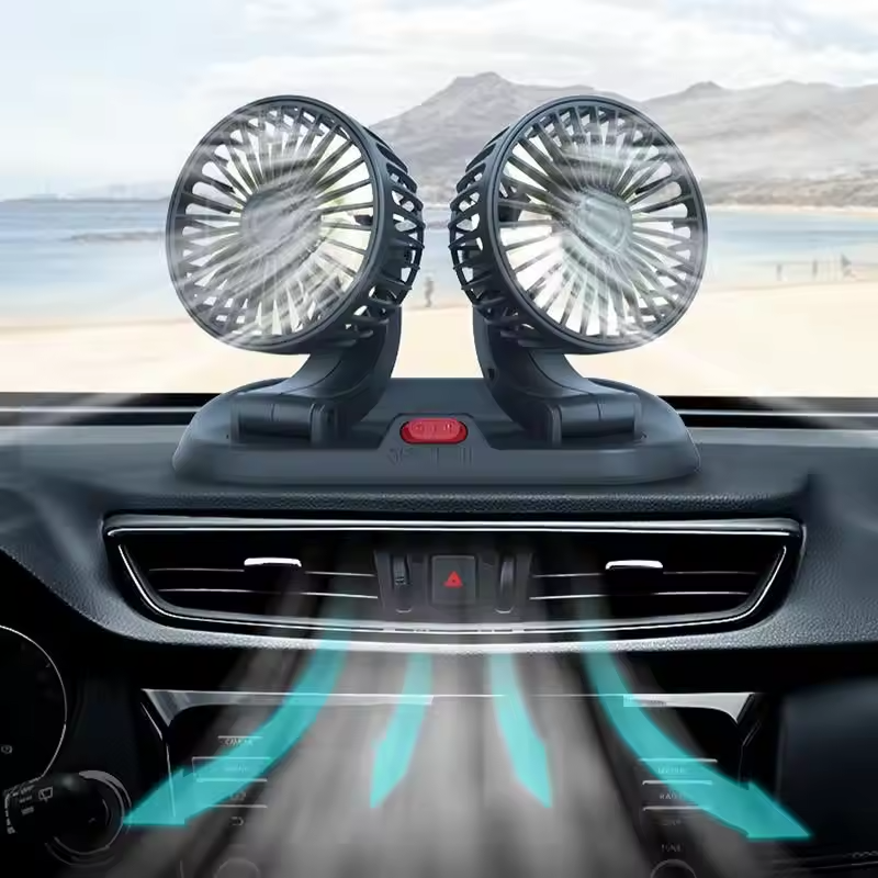 Clim Mobile™ – 360° Rotatable Dual Car Fan